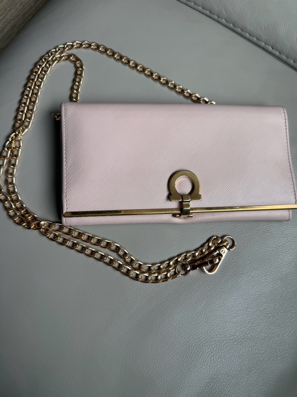 SALVATORE FERRAGAMO GANCINI LOGO SAFFIANO LEATHER LONG WALLET